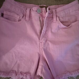 Judy Blue Pink Jean Shorts with Frayed Hem